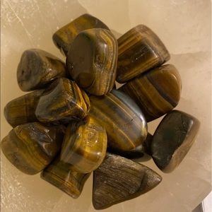 (4) medium Tigers Eye Tumbled Stones